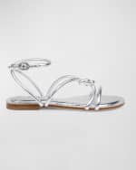 Image 1 of 4: DEE OCLEPPO Barbados Metallic Strappy Flat Sandals