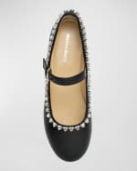 Image 5 of 5: MACH & MACH Audrey Embellished Leather Ballerina Flats