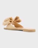 Image 3 of 6: MACH & MACH Cadeau Raffia Bow Flat Slide Sandals