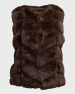 Image 2 of 6: Kelli Kouri Chevron Faux Fur Vest