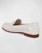 Image 2 of 5: Veronica Beard Woven Leather Penny Loafers
