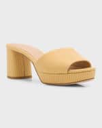 Image 4 of 5: Veronica Beard Dali Leather Platform Slide Sandals