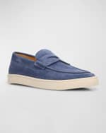 Image 5 of 6: Brunello Cucinelli Men's Suede Moccasin Penny Loafers