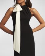 Image 5 of 5: Tadashi Shoji Sleeveless Mock-Neck Bow Crepe Gown