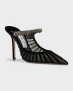 Image 5 of 6: Jimmy Choo Bing Mesh Crystal-Strap Mule Pumps