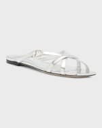 Image 5 of 6: Jimmy Choo Jess Metallic Crisscross Flat Sandals
