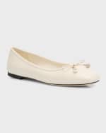 Image 5 of 6: Jimmy Choo Elme Leather Bow Ballerina Flats