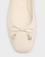 Image 4 of 6: Jimmy Choo Elme Leather Bow Ballerina Flats