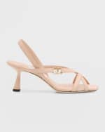 Image 1 of 6: Jimmy Choo Jess Leather Crisscross Slingback Sandals