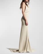 Image 4 of 5: Maticevski Desires Beaded Cowl-Neck Open-Back Trumpet Gown