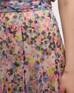 Image 6 of 6: Maison Common Organza Floral Print Maxi Skirt with Ruffle Detail