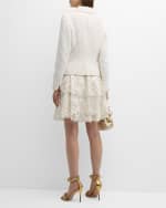 Image 3 of 6: Maison Common Peter-Pan Collar Paillette Pinstripe Tweed Jacket