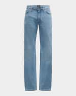 Image 1 of 6: Brioni Men's Slim-Fit Light Wash Denim Jeans