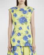 Image 3 of 7: Marni Floral Print Top with Zig-Zag Seam Detail