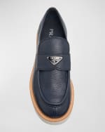 Image 5 of 5: Prada Men's Grained Deerskin Penny Loafers