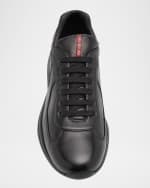 Image 4 of 6: Prada Men's Americas Cup Napa Leather Low-Top Sneakers