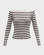 Image 2 of 6: FRAME Striped Boatneck Sweater