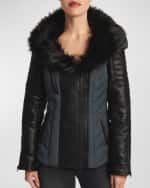 Image 1 of 4: Blanc Noir Sophia Hooded Moto Puffer Jacket