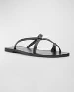 Image 5 of 6: THE ROW Link Leather Toe-Loop Slide Sandals
