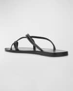 Image 3 of 6: THE ROW Link Leather Toe-Loop Slide Sandals