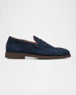 Image 1 of 5: Brunello Cucinelli Men's Suede Penny Loafers