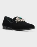 Image 4 of 5: Giuseppe Zanotti Men's Euphemiee Crystal Velvet Loafers