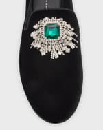 Image 3 of 5: Giuseppe Zanotti Men's Euphemiee Crystal Velvet Loafers