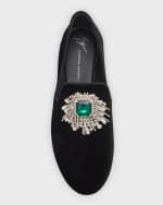 Image 5 of 5: Giuseppe Zanotti Men's Euphemiee Crystal Velvet Loafers