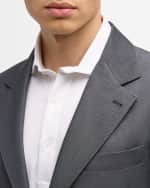 Image 2 of 6: Brunello Cucinelli Men's Wool and Linen Three-Button Suit