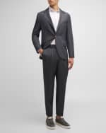 Image 1 of 6: Brunello Cucinelli Men's Wool and Linen Three-Button Suit