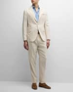 Image 2 of 6: Brunello Cucinelli Men's Linen and Wool Solid Suit