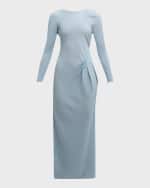 Image 1 of 6: Giorgio Armani Plisse Jersey Gown with Beaded Hip Detail