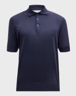 Image 1 of 6: Brunello Cucinelli Men's Cotton Dress Polo Shirt