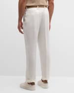 Image 5 of 6: Brunello Cucinelli Men's Linen Single-Pleat Pants