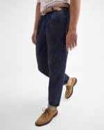 Image 4 of 6: Brunello Cucinelli Men's Double-Pleat Denim Pants
