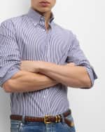 Image 4 of 6: Brunello Cucinelli Men's Cotton Stripe-Print Button-Down Shirt