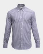 Image 1 of 6: Brunello Cucinelli Men's Cotton Stripe-Print Button-Down Shirt