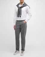 Image 2 of 6: Brunello Cucinelli Men's Straight-Leg Gray Denim Jeans