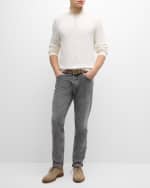 Image 2 of 6: Brunello Cucinelli Men's Ribbed Cotton Quarter-Zip Sweater
