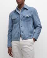 Image 2 of 6: Brunello Cucinelli Men's Suede Trucker Jacket