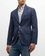 Image 3 of 6: Brunello Cucinelli Men's Twill Two-Button Sport Coat