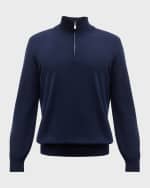 Image 1 of 6: Brunello Cucinelli Men's Cashmere Quarter-Zip Sweater