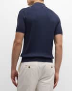 Image 5 of 6: Brunello Cucinelli Men's Cotton Ribbed Polo Sweater