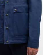 Image 4 of 6: Brunello Cucinelli Men's Linen-Silk Snap-Front Car Coat