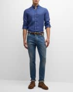 Image 2 of 6: Brunello Cucinelli Men's Linen Casual Button-Down Shirt