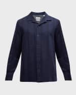 Image 1 of 6: Brunello Cucinelli Men's Seersucker Stripe Casual Button-Down Shirt