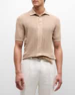 Image 1 of 6: Brunello Cucinelli Men's Ribbed Cotton Dress Polo Shirt