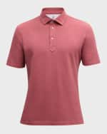 Image 1 of 6: Brunello Cucinelli Men's Cotton Pique Polo Shirt