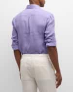 Image 5 of 6: Brunello Cucinelli Men's Linen Casual Button-Down Shirt