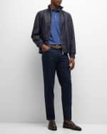 Image 5 of 6: Brunello Cucinelli Men's Cotton-Silk Textured Polo Shirt